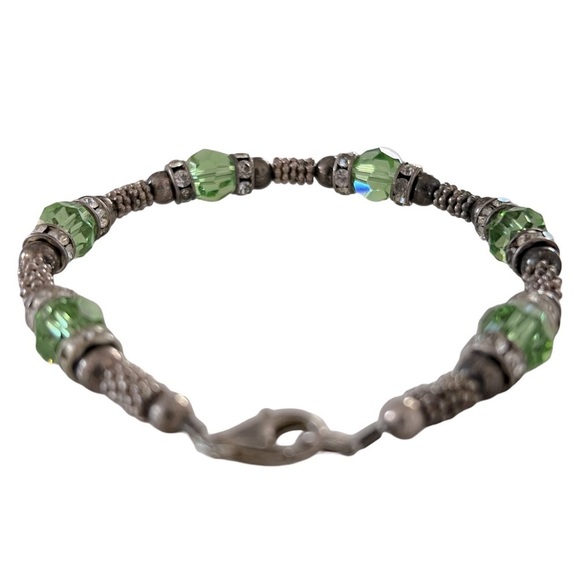 Green & Silver Beaded Bracelet - Picture 4 of 7